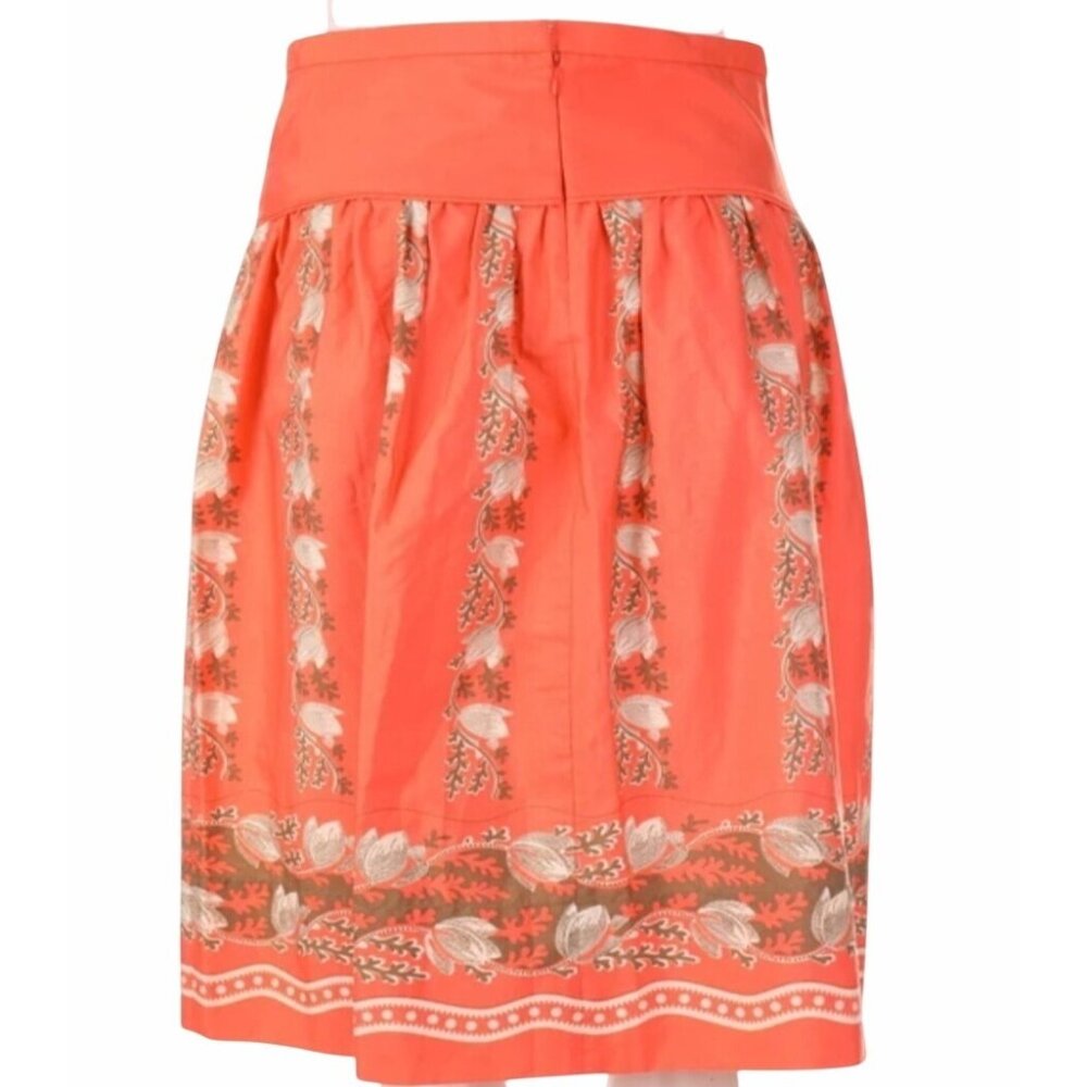J.Crew Apricot Pink Floral A-Line Pleated Tulip Cotton Skirt Women's Size 12 - Picture 11 of 13